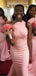 Elegant One Shoulder Sleeveless Mermaid Rose Gold Satin Long Bridesmaid Dresses Online, OT501