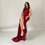 Elegant Satin Mermaid Pleats One Shoulder Floor Length Bridesmaid Dresses with Side Slit, OT423