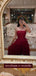 Elegant Straight Neck A-line Tulle Burgundy Long Prom Dresses Online, OT190