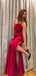 Elegant One Shoulder Spaghetti Strap Mermaid Side Slit Long Bridesmaid Dresses Online, OT510