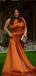 Elegant Satin Mermaid One Shoulder Floor Length Bridesmaid Dresses, OT300