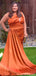 Elegant Satin Mermaid One Shoulder Floor Length Bridesmaid Dresses, OT300
