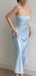 Simple Mermaid Straight Neck Sleeveless Sky Blue Prom Dresses Online, OT221