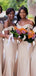 Elegant Off the Shoulder Mermaid Champagne Satin Long Bridesmaid Dresses Online, OT582