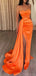 Elegant Spaghetti Straps Mermaid Side Slit Long Prom Dresses with Trailing, OT206