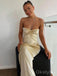 Simple Halter Mermaid Champagne Long Prom Dresses Online, OT207