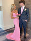 Sparkly Spaghetti Straps V-neck Pink Sequins Long Prom Dresses Online, OT212