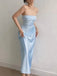 Simple Mermaid Straight Neck Sleeveless Sky Blue Prom Dresses Online, OT221