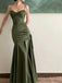Elegant Spaghetti Straps Mermaid Dusty Sage Long Prom Dresses Online, OT225