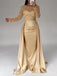 Mermaid Long Sleeves Illusion Sequins Satin Long Prom Dresses Online, OT202