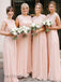 Chiffon A-line Illusion Floor Length Bridesmaid Dresses, OT321