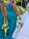 Mermaid One-Shoulder Applique Floor Length Bridesmaid Dresses, OT416