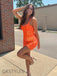 Sequin Orange Spaghetti Straps Short Homecoming Dresses, OT455