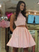 Satin A-line Two Pieces Short Homecoming Dresses, OT436