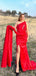 Elegant One Shoulder Mermaid Side Slit Bridesmaid Dresses with Trailing, OT481