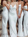 Simple Satin Sheath Spaghetti Straps Floor Length Bridesmaid Dresses, OT202