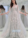 Elegant A-Line See-through Applique Floor-length LongProm Dresses, OL002
