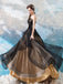 Luxury Strapless Tulle  A-line Black Prom Dress, WD0514