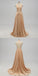 Halter V-neck Backless Long Simple Bridesmaid Dresses With Belt, BD0555-1
