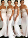 Sexy White Off-Shoulder Mermaid Bridesmaid Dresses, BG091