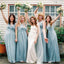 Wedding Party Long Blue V-Neck Modern Bridesmaid Dresses,Sleeveless Fashion bridesmaid dresses, BD0416