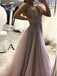 Sparkly V-neck A-line Backless Tulle Prom Dress, OL353