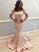 Pink Off Shoulder Mermaid Long Prom Dress, OL384