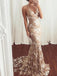 Mermaid V-neck Spaghetti Straps Lace Tulle Long Prom Dress, OL400
