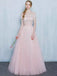 Elegant Off Shoulder Pink Applique Prom Dress, OL448