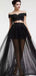Black Two Pieces Off Shoulder Tulle Prom Dress, OL461