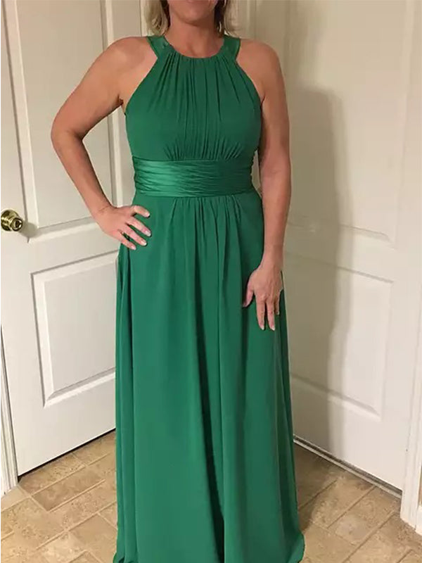 Halter A-line Sleeveless Green Prom Dress, OL467