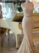Sparkly Spaghetti Straps Mermaid Gold Prom Dress, OL471