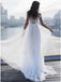 Off Shoulder Appliques A-line Tulle Wedding Dress, WD0486