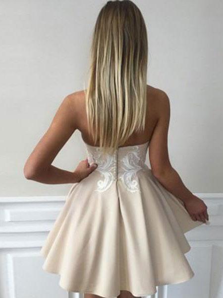 Newest Sexy Strapless Appliques short/mini prom dresses, popular homecoming dresses, HD0342