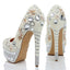 Super High Heels Handmade Pearls Rhinestone Pointed Toe Crystal Wedding Shoes, S032