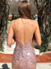 Sparkly Mermaid Spaghetti Straps V-neck Prom Dresses, OT001