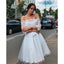New Arrival Modern Off-shoulder White Lace Long sleeves Homecoming Dress, HD0406
