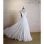 Elegant A-line Floor-length V-neck Cap sleeve lace top simple Wedding Dresses, WD0363