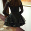 Charming  Sexy V-neck Long Sleeves Black Party Dress, Mini Homecoming Dresses, HD0357