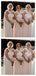 Pink Asymmertic Straight Across Sleeveless Long Bridesmaid Dresses Online, BG003