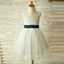 Ivory Beautiful Lace and Tulle Sleeveless Scoop Cheap Flower Girl Dresses with Bow, FG0087