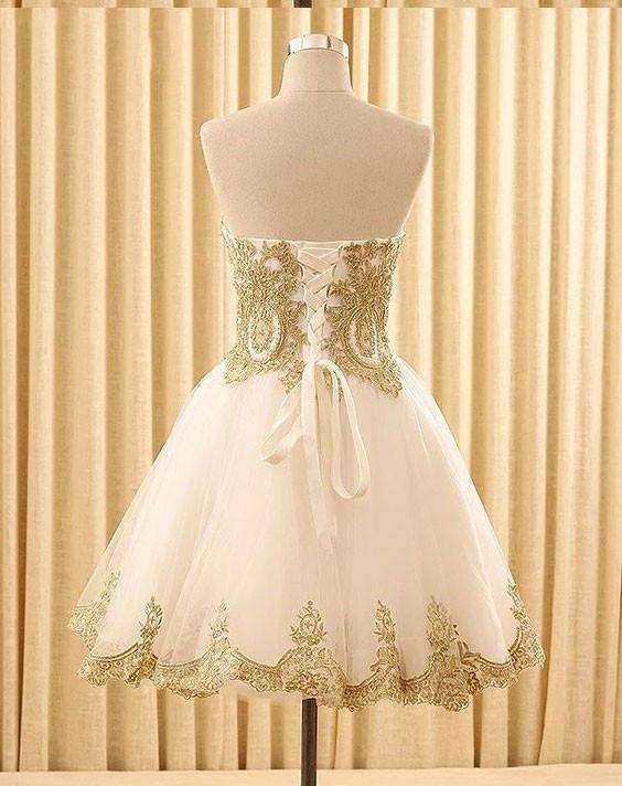 A-line Sweetheart Appliques Sleeveless Lace up Back Tutu Homecoming dresses, HD0379