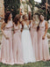Elegant Floor-Length Light Pink Long Bridesmaid Dresses, BG104