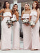 Mermaid Floor-Length Strapless Pink Bridesmaid Dresses, BG128