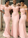 Unique Long Mermaid Blush Pink Bridesmaid Dresses, BG133