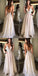 Deep V-neck Spaghetti Straps Lace Appliqued Sexy White Prom Dresses, OL127