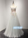 Elegant A-line Sleeveless Sweetheart With Applique Long Prom Dresses, OL030