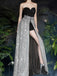 Sparkly Black Sweetheart Floor Length Sequins Prom Dresses, OL322