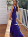 Mermaid V-neck Lace-up Back Full Lace Blue Prom Dresses, PD0642