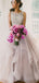 A-line Floor-length Crew Court Train Organza Lace Grey Open Back dresses, Wedding Dress ,WD0401